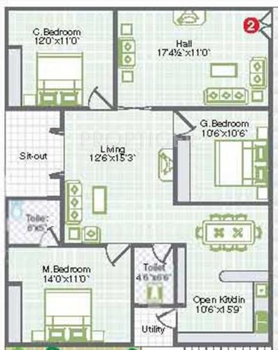 Travancore Vijayas Thrayambakam (3BHK+3T (1,495 sq ft) 1495 sq ft)