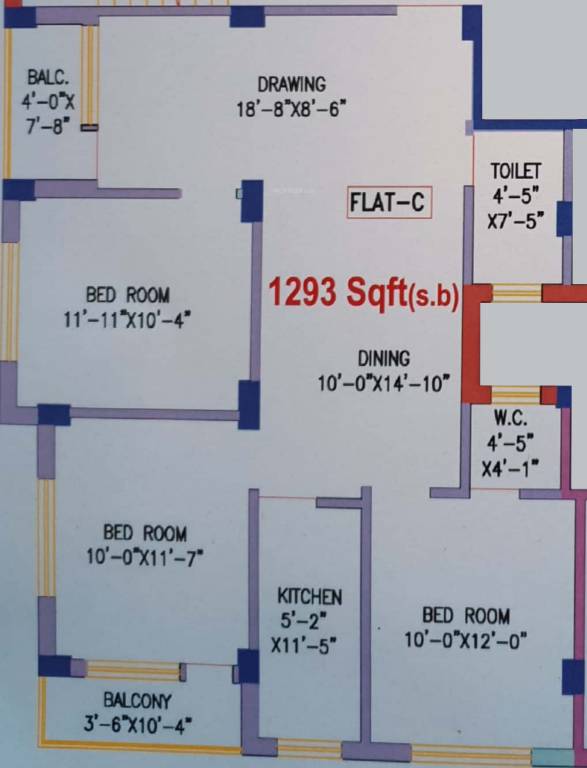 SB Anita Residency (3BHK+2T (1,293 sq ft) 1293 sq ft)