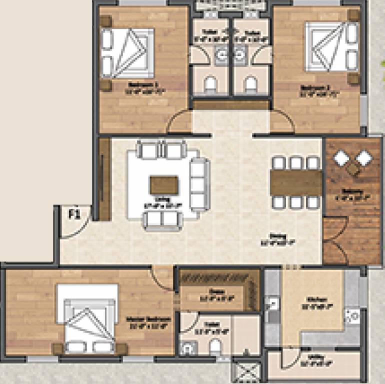Sanbrix Elvira (3BHK+3T (2,220 sq ft) 2220 sq ft)