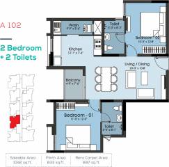 Altis Ashraya (2BHK+2T (1,042 sq ft) 1042 sq ft)