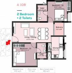 Altis Ashraya (2BHK+2T (972 sq ft) 972 sq ft)