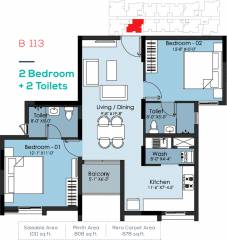 Altis Ashraya (2BHK+2T (1,011 sq ft) 1011 sq ft)