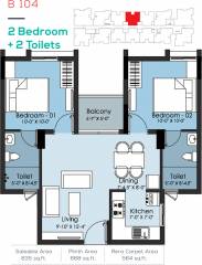 Altis Ashraya (2BHK+2T (835 sq ft) 835 sq ft)