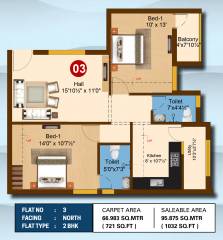 Sree Daksha Ivadvi (2BHK+2T (1,032 sq ft) 1032 sq ft)