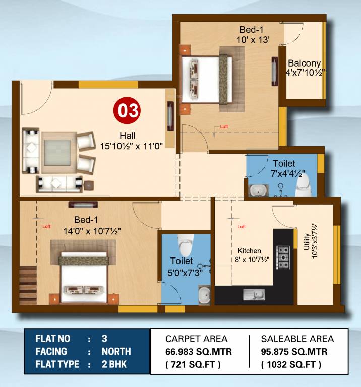 Sree Daksha Ivadvi (2BHK+2T (1,032 sq ft) 1032 sq ft)