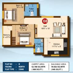 Sree Daksha Ivadvi (2BHK+2T (845 sq ft) 845 sq ft)