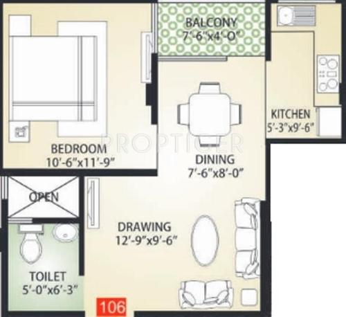 Arihant Springs (1BHK+1T (615 sq ft) 615 sq ft)