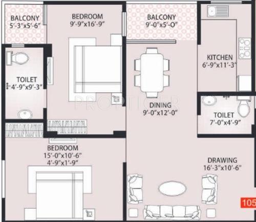 Arihant Springs (2BHK+2T (1,215 sq ft) 1215 sq ft)