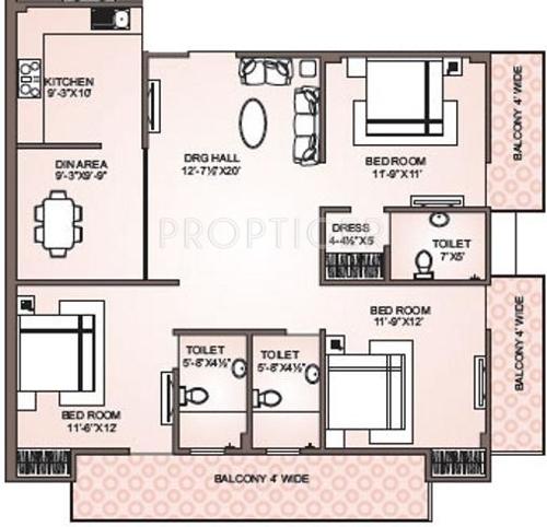 Arihant Kunj (3BHK+3T (1,687 sq ft) 1687 sq ft)