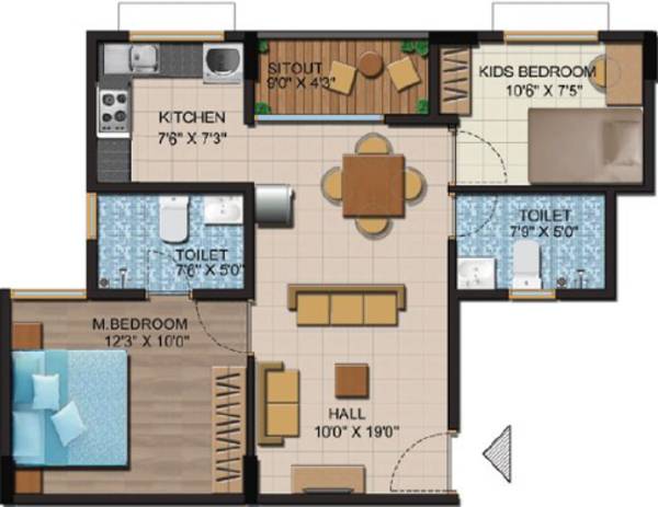 Shriram Liberty Square (2BHK+2T (860 sq ft) 860 sq ft)