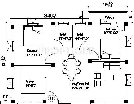 Pappas Prakash Flats (2BHK+2T (995 sq ft) 995 sq ft)