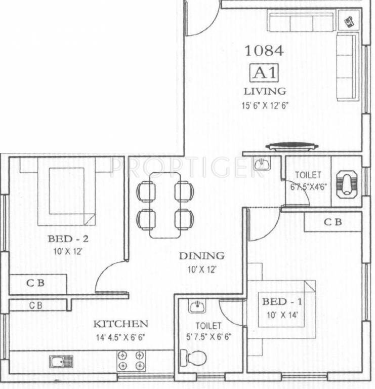 Mahalakshmi Sai Nagar (2BHK+2T (1,084 sq ft) 1084 sq ft)