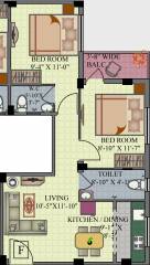 GM Meena Orchid (2BHK+2T (861. sq ft) 861 sq ft)