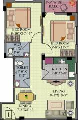 GM Meena Orchid (2BHK+2T (938 sq ft) 938 sq ft)