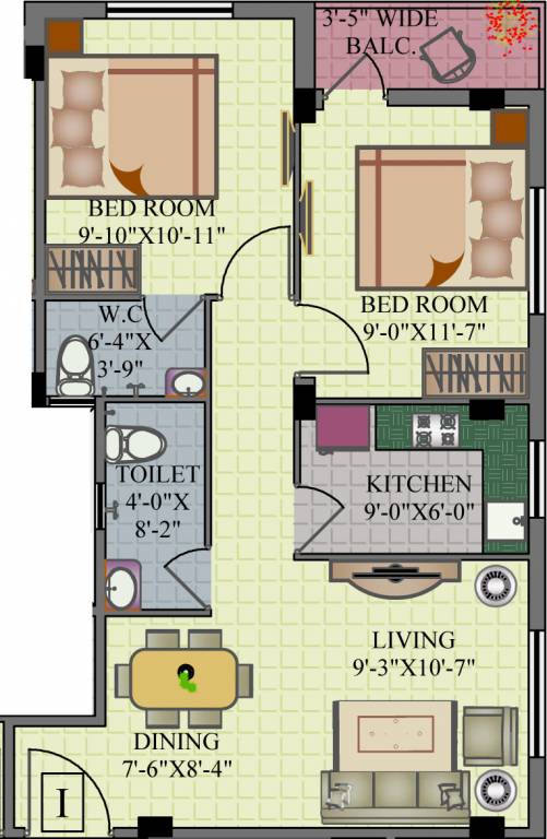 GM Meena Orchid (2BHK+2T (938 sq ft) 938 sq ft)