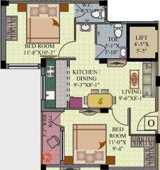 GM Meena Orchid (2BHK+2T (835 sq ft) 835 sq ft)