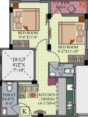 GM Meena Orchid (2BHK+2T (788 sq ft) 788 sq ft)