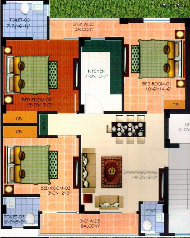 Hunny Tani Homes (3BHK+3T (1,450 sq ft) 1450 sq ft)