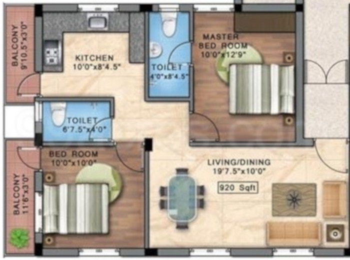 Blucon Pristine (2BHK+2T (920 sq ft) 920 sq ft)