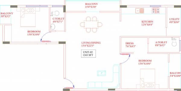 Maruti Squirrel Oaks (2BHK+2T (1,243 sq ft) 1243 sq ft)
