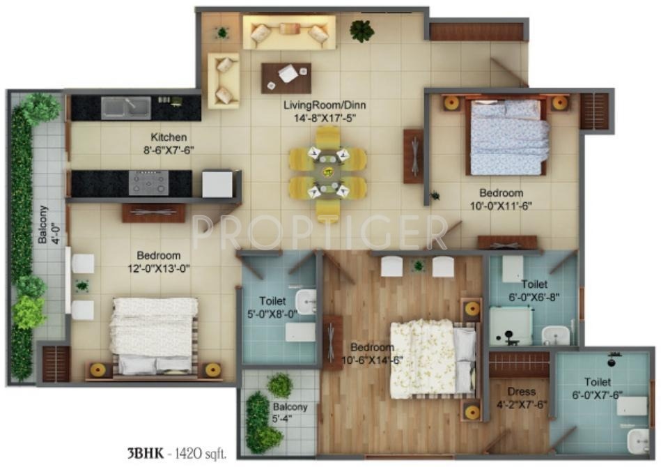 Harit Ambrosia Valley (3BHK+3T (1,420 sq ft) 1420 sq ft) Harit Ambrosia Valley (3BHK+3T (1,420 sq ft) 1420 sq ft)