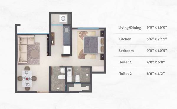 Poddar Wondercity (1BHK+1T (380 sq ft) 380 sq ft)