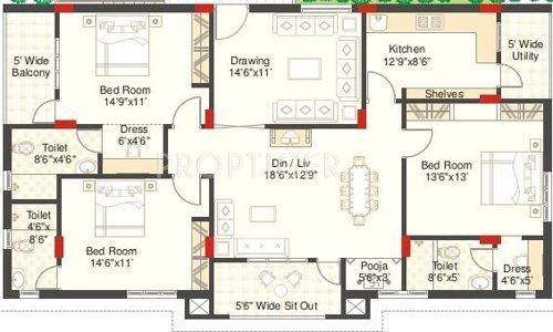 Sri Aditya Mist (3BHK+3T (1,850 sq ft)   Pooja Room 1850 sq ft)