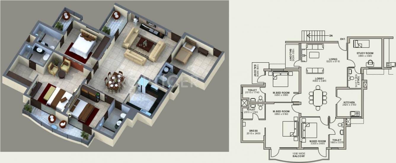 NBCC Green View (3BHK+4T (2,117 sq ft) + Study Room 2117 sq ft)