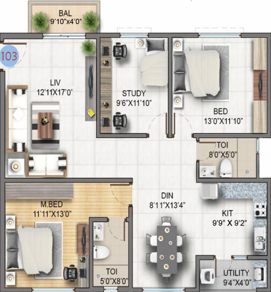 Sumadhura Soham Phase 2 (2BHK+2T (1,455 sq ft) + Study Room 1455 sq ft)