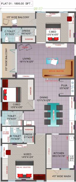 Thipparthi Fort House Premium (3BHK+3T (1,895 sq ft) 1895 sq ft)
