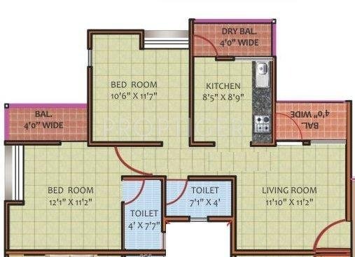 Pushkar Snehangan (2BHK+2T (806 sq ft) 806 sq ft)