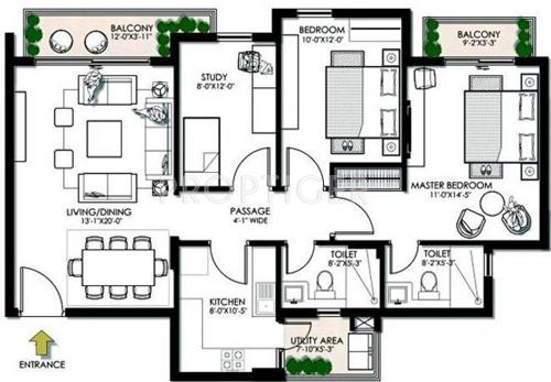 Alpha Meerut One (2BHK+2T (1,388 sq ft) 1388 sq ft)