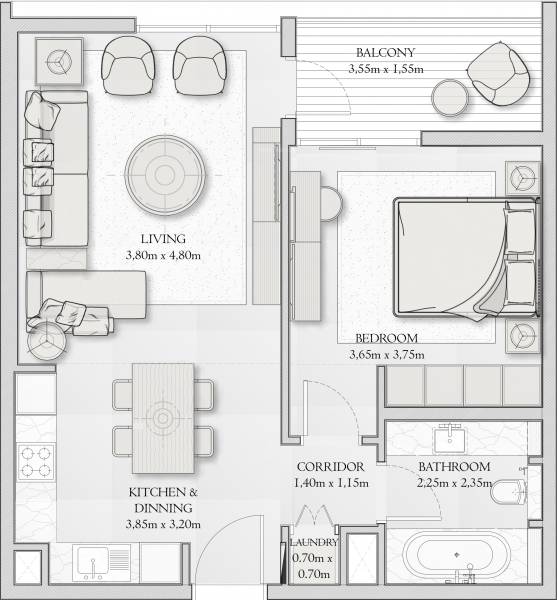 Emaar Sirdhana (1BHK+1T (716.23 sq ft) 716.23 sq ft)
