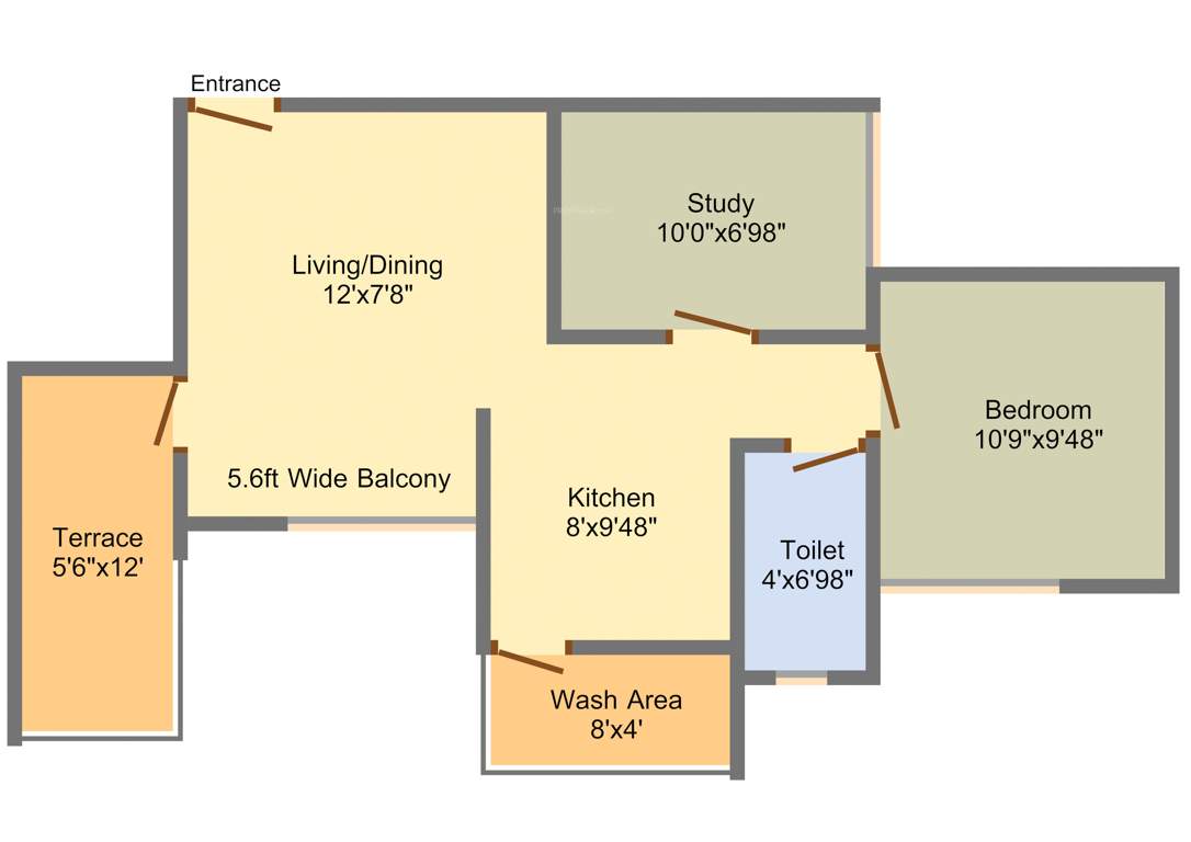 Three S Shaurya Residence (1BHK+1T (412.37 sq ft) + Study Room 412.37 sq ft)
