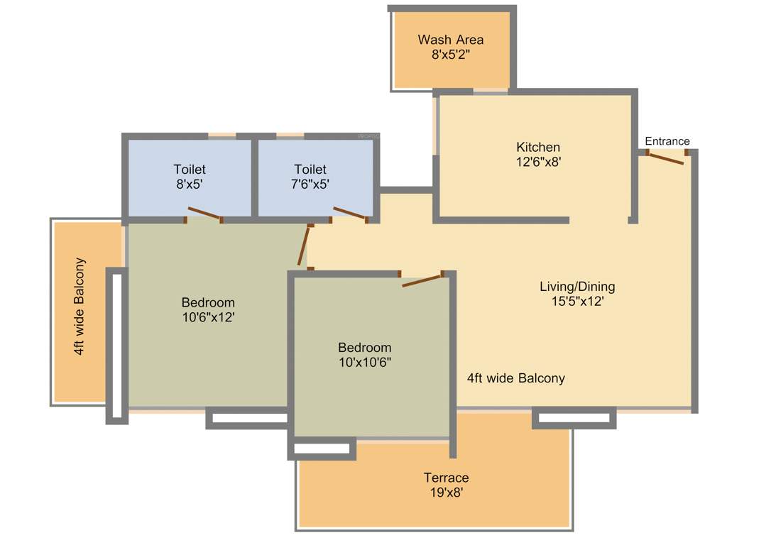 Three S Shaurya Residence (2BHK+2T (672.64 sq ft) 672.64 sq ft)