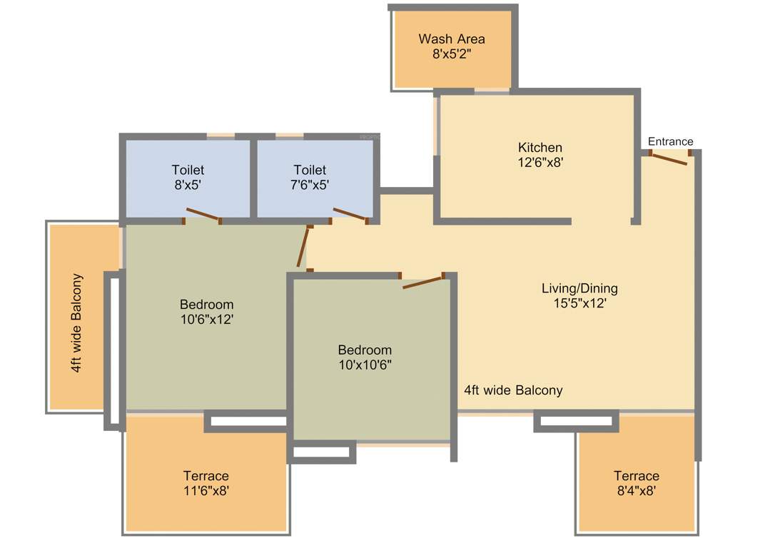 Three S Shaurya Residence (2BHK+2T (645.19 sq ft) 645.19 sq ft)