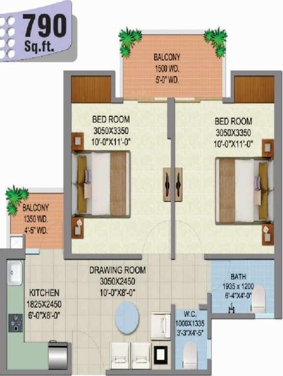 Shree Klassic Homz (2BHK+2T (790 sq ft) 790 sq ft)