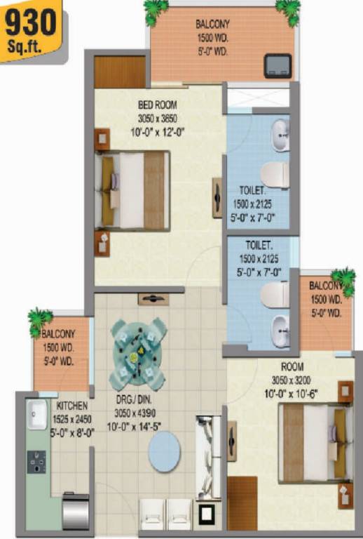 Shree Klassic Homz (2BHK+2T (930 sq ft) 930 sq ft)