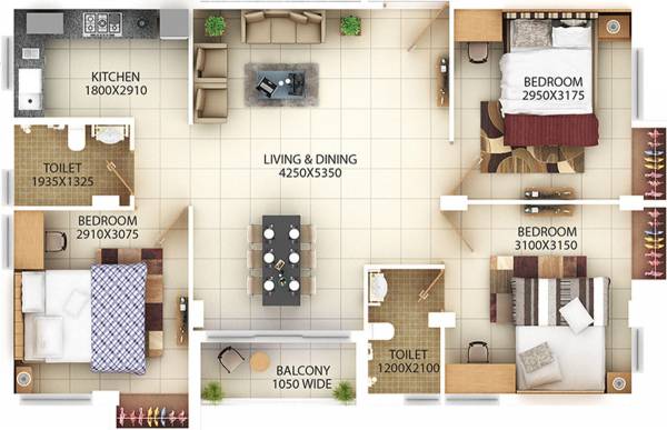 Ired Nivriti (3BHK+2T (1,104.26 sq ft) 1104.26 sq ft)