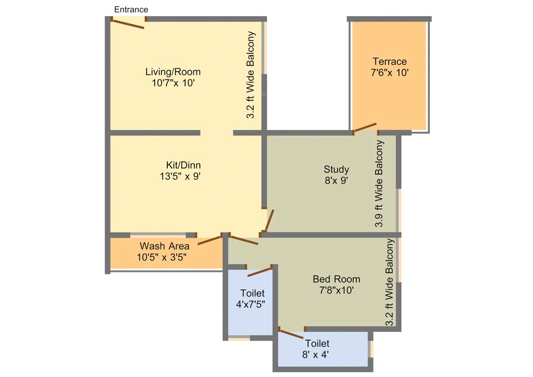 Three S Shaurya Residence (2BHK+2T (580.39 sq ft) 580.39 sq ft)