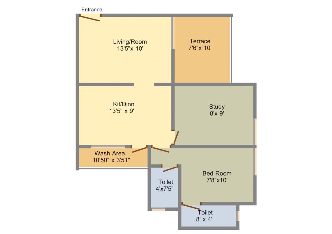 Three S Shaurya Residence (2BHK+2T (587.49 sq ft) 587.49 sq ft)