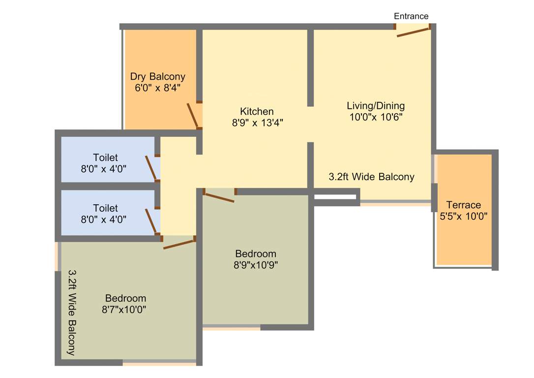Three S Shaurya Residence (2BHK+2T (603.86 sq ft) 603.86 sq ft)