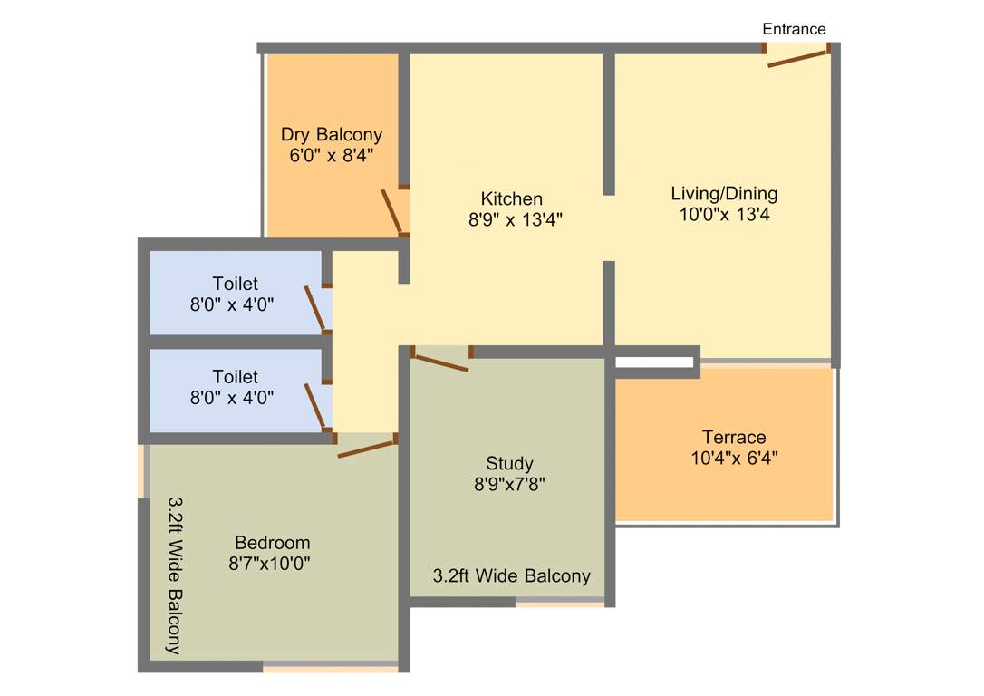 Three S Shaurya Residence (2BHK+2T (555.20 sq ft) 555.2 sq ft)