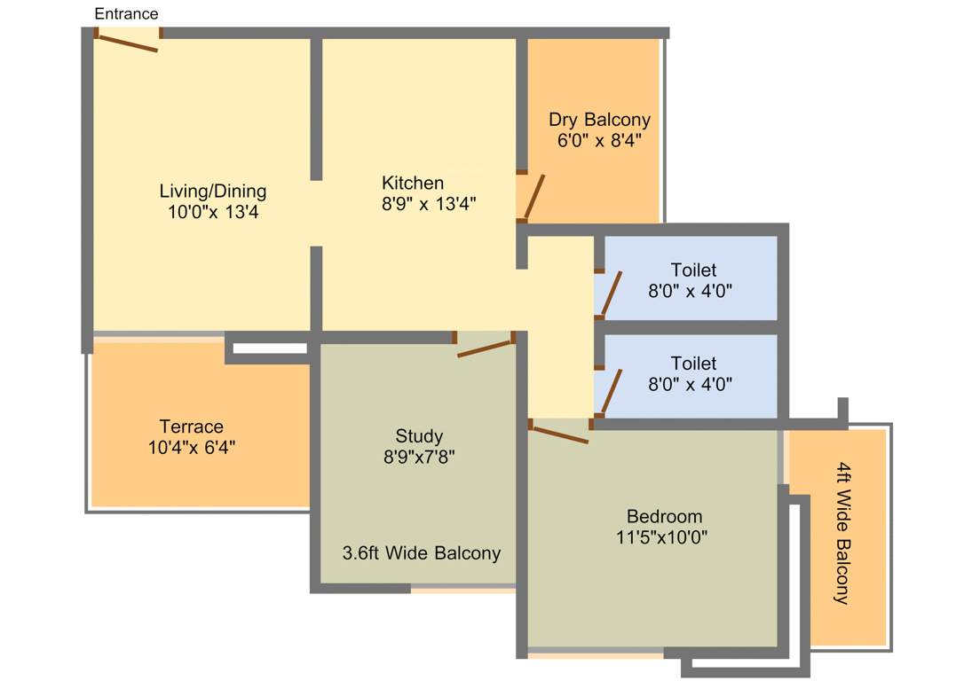 Three S Shaurya Residence (2BHK+2T (616.77 sq ft) 616.77 sq ft)