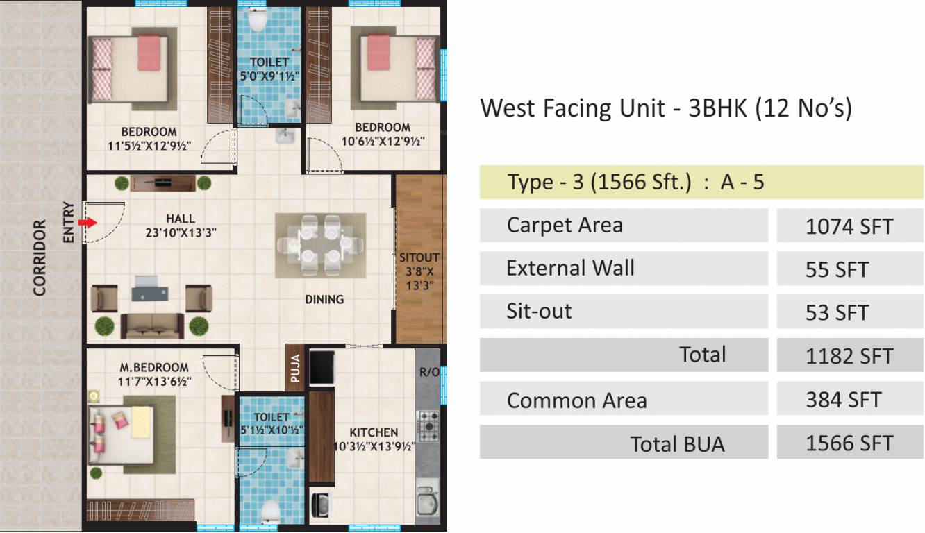 Modi Sterling Heights (3BHK+2T (1,566 sq ft) 1566 sq ft) Modi Sterling Heights (3BHK+2T (1,566 sq ft) 1566 sq ft)