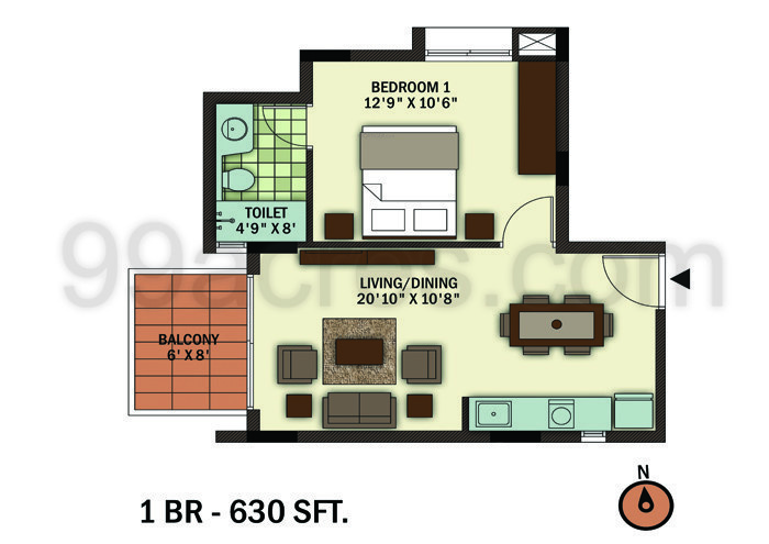 UKN The Belvedere Airport District (1BHK+1T (630 sq ft) 630 sq ft)