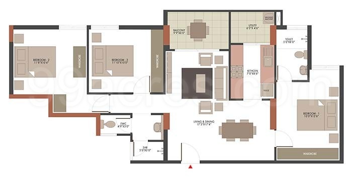 UKN The Belvedere Airport District (3BHK+3T (1,275 sq ft) 1275 sq ft)