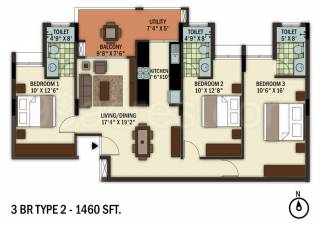 UKN The Belvedere Airport District (3BHK+3T (1,460 sq ft) 1460 sq ft)