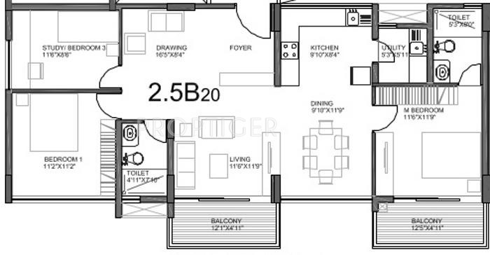 Trident Grande (2BHK+2T (1,511 sq ft) 1511 sq ft)