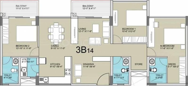 Trident Grande (3BHK+3T (1,699 sq ft) 1699 sq ft)